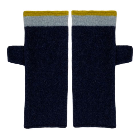 navy gloves with 2 colour border